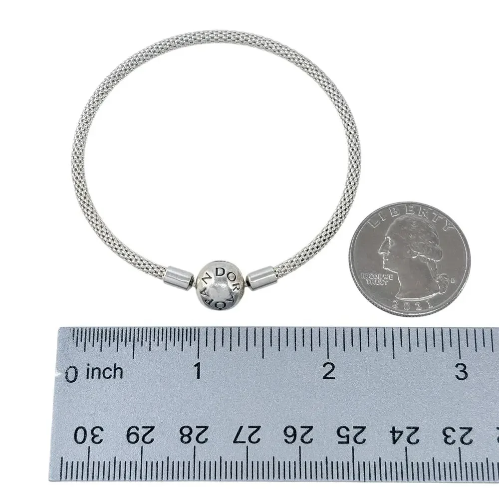 Vintage Pandora Sterling Silver 925 Mesh Round Clasp Bangle 6.5
